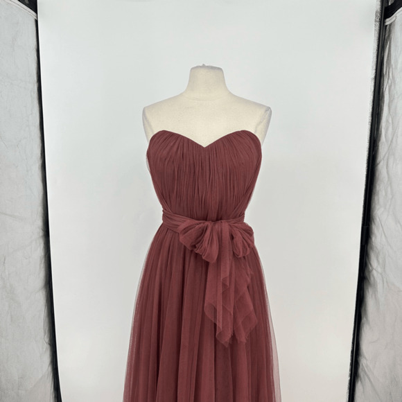 Revelry Rosalie Tulle Convertible Dress Sz 10 Rosewood Maxi Bridesmaid Strapless - Picture 5 of 16